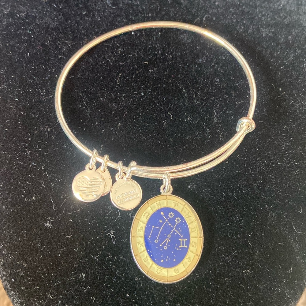 Alex and Ani Gemini Celestial Wheel Silver Bangle Bracelet